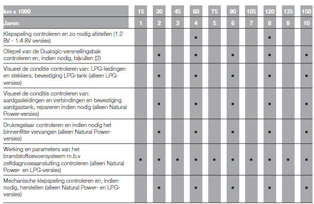 GEPROGRAMMEERD ONDERHOUDSSCHEMA (benzineversies)