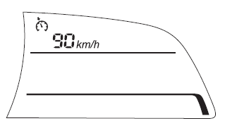 Display van ingestelde rijsnelheid van kruissnelheidsregelaar 