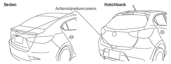 Plaats van de achteruitparkeercamera