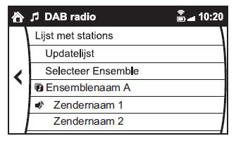 Voorbeeld van gebruik (Zenderlijst updaten en DAB radio beluisteren)