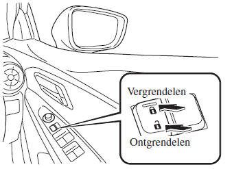 Vergrendelen, ontgrendelen met de portiervergrendelschakelaar *