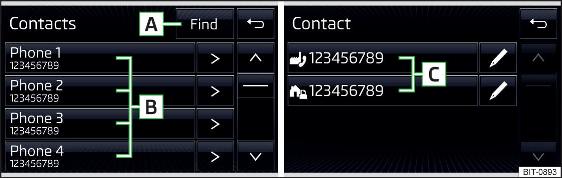Swing: Lijst met telefooncontacten / contactdetails