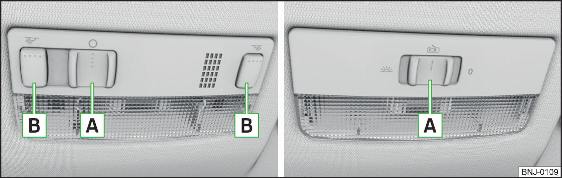  Bediening van de verlichting voorin: Variant 1 / variant 2